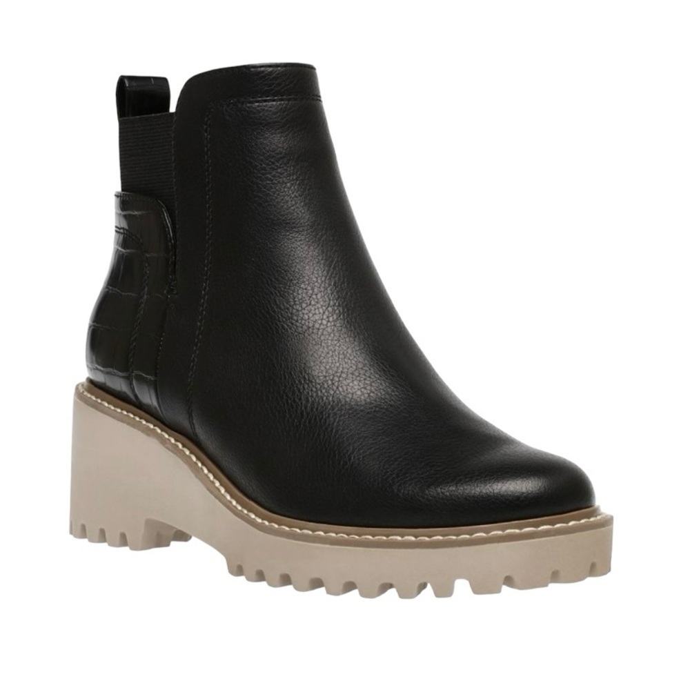 DV Dolce Vita Reilly Wedge Lug Chelsea Booties Black Size 11 Women’s